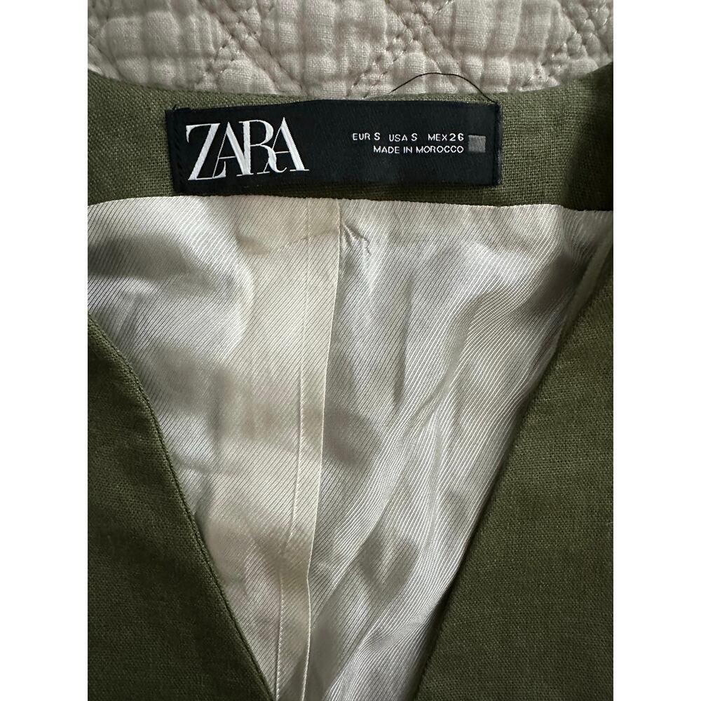 Zara Linen Viscose Lined Vest Womens Green Size Small - Picture 3 of 5